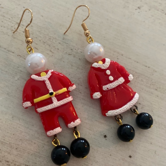 Holiday mrs Mr Santa Claus earrings Christmas red wedding  Xmas fur outfits - Picture 1 of 3
